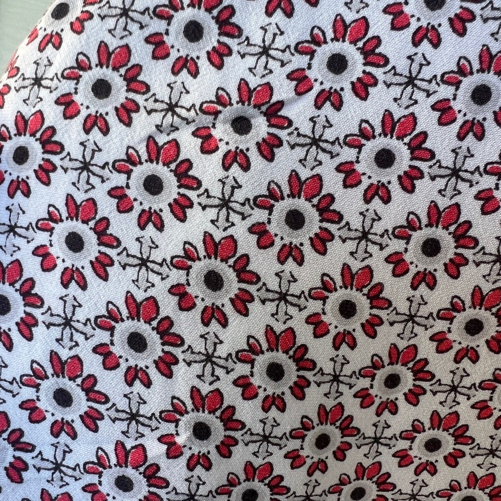 Women's Floral V-Neck Blouse - Coral/Red and White - Picture 7 of 7